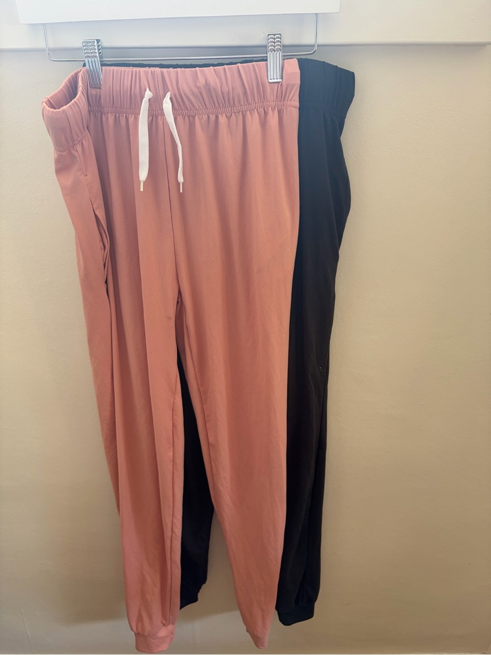Real Essentials pink & black joggers in XL. Polyester & spandex blend.